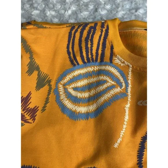 Women’s Mustard Floral-Leaf Crewneck Sweatshirt - Picture 11 of 12